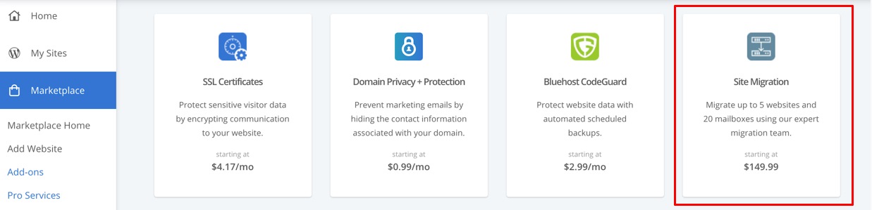 Bluehost Site Migration