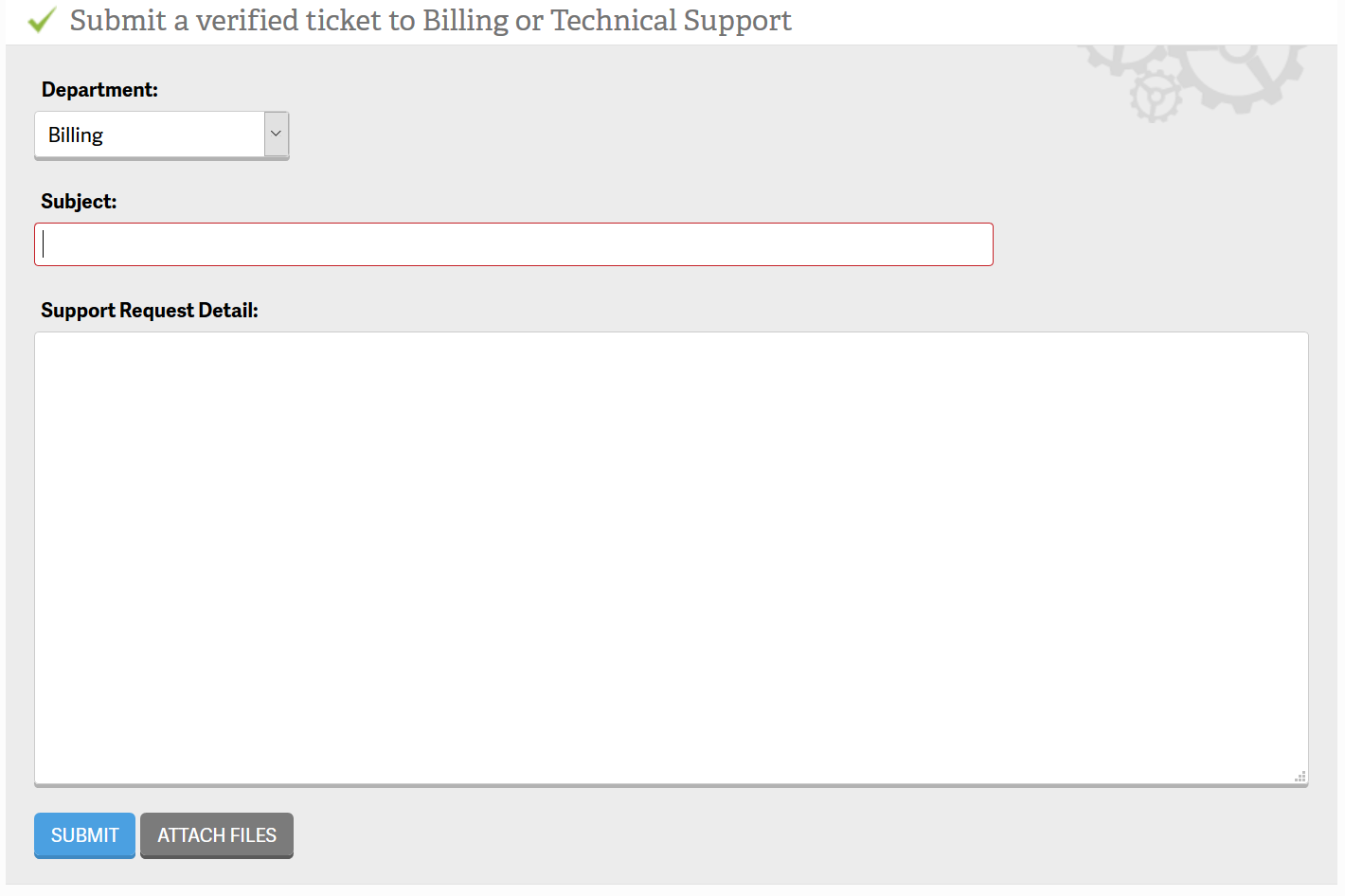 Inmotion Support Ticket